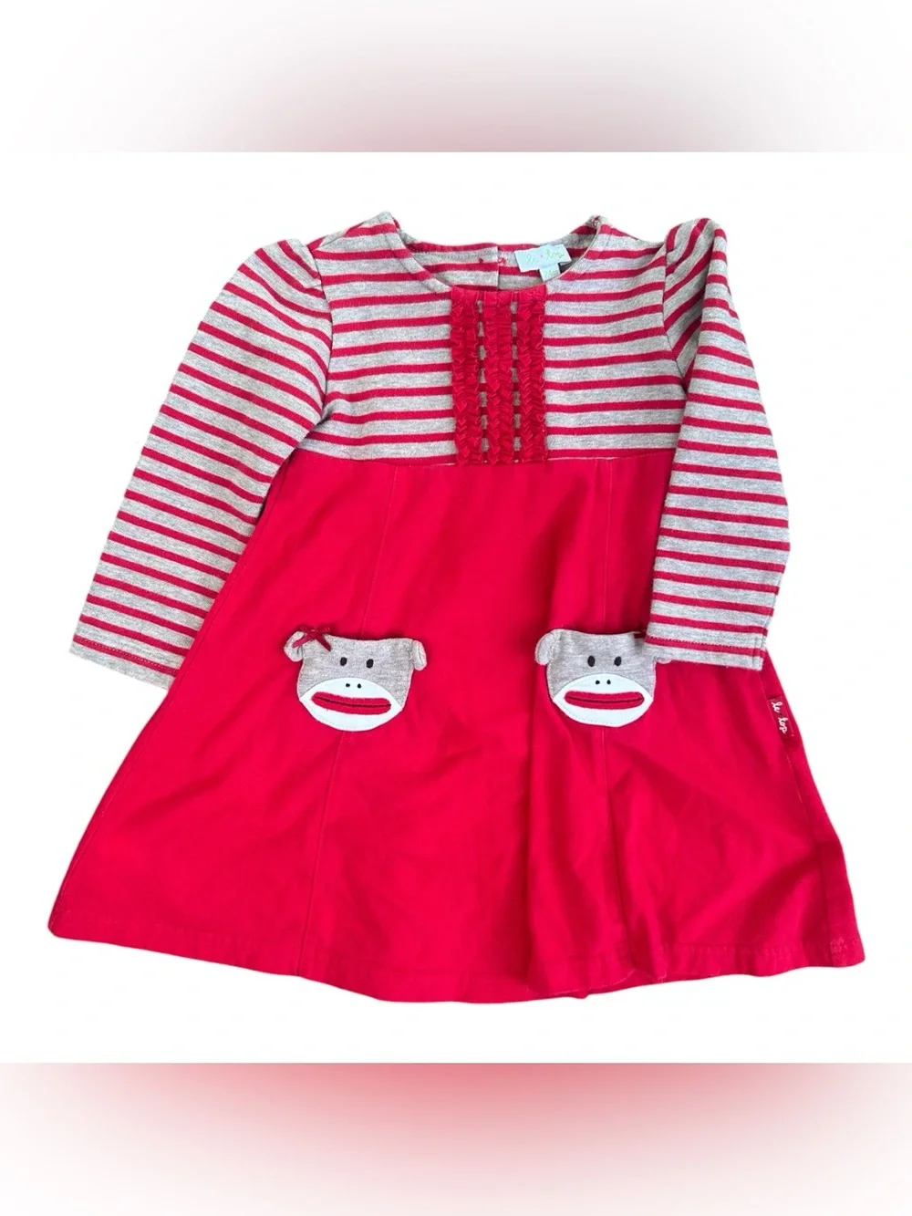 LeTop‎ Sock Monkey Dress Red Stripes 24 Months